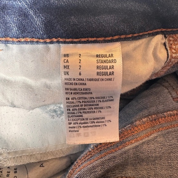 American Eagle Outfitters Womens Jegging Skinny Jeans Blue Distressed Size 2 - Picture 5 of 9